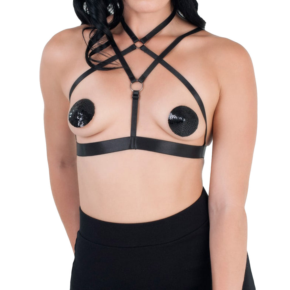 Love in Leather Cross Over Style Bralette