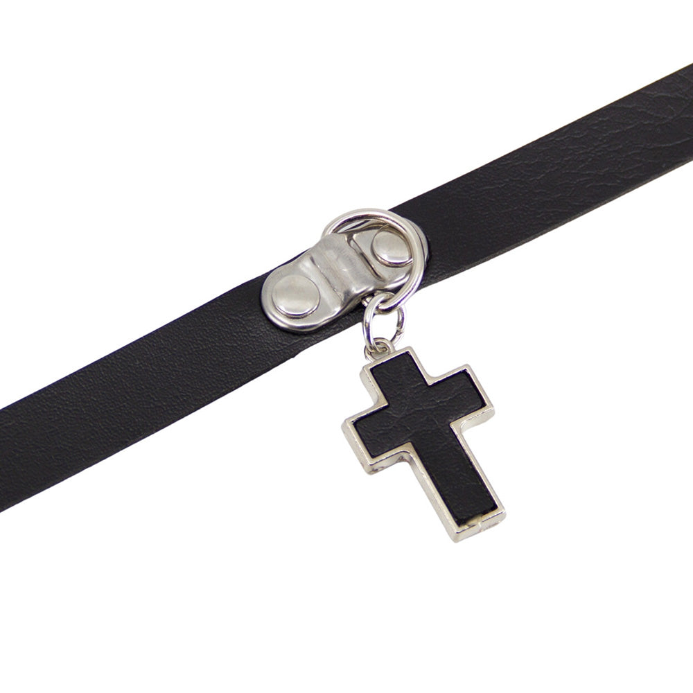 Love in Leather Choker with Cross