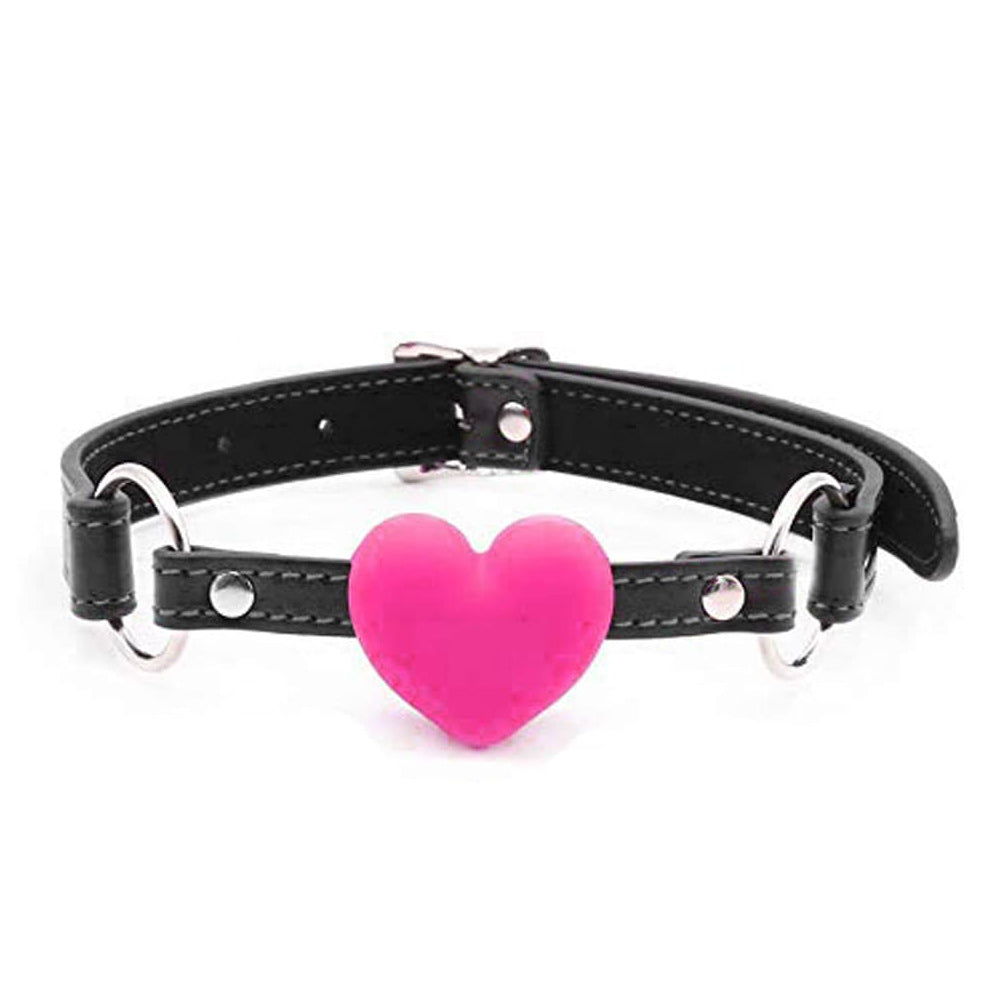 Love in Leather Faux Leather Gag with Silicone Heart