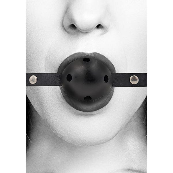 Ouch Black & White Breathable Ball Gag With Leather Strap