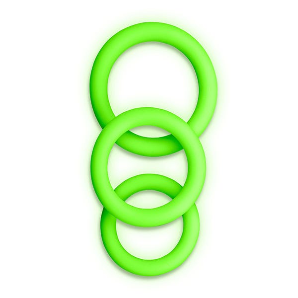 Ouch! Glow In The Dark Cock Ring 3-Piece Set