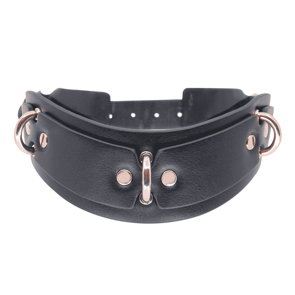 Love In Leather Posture Collar with 3 Rings