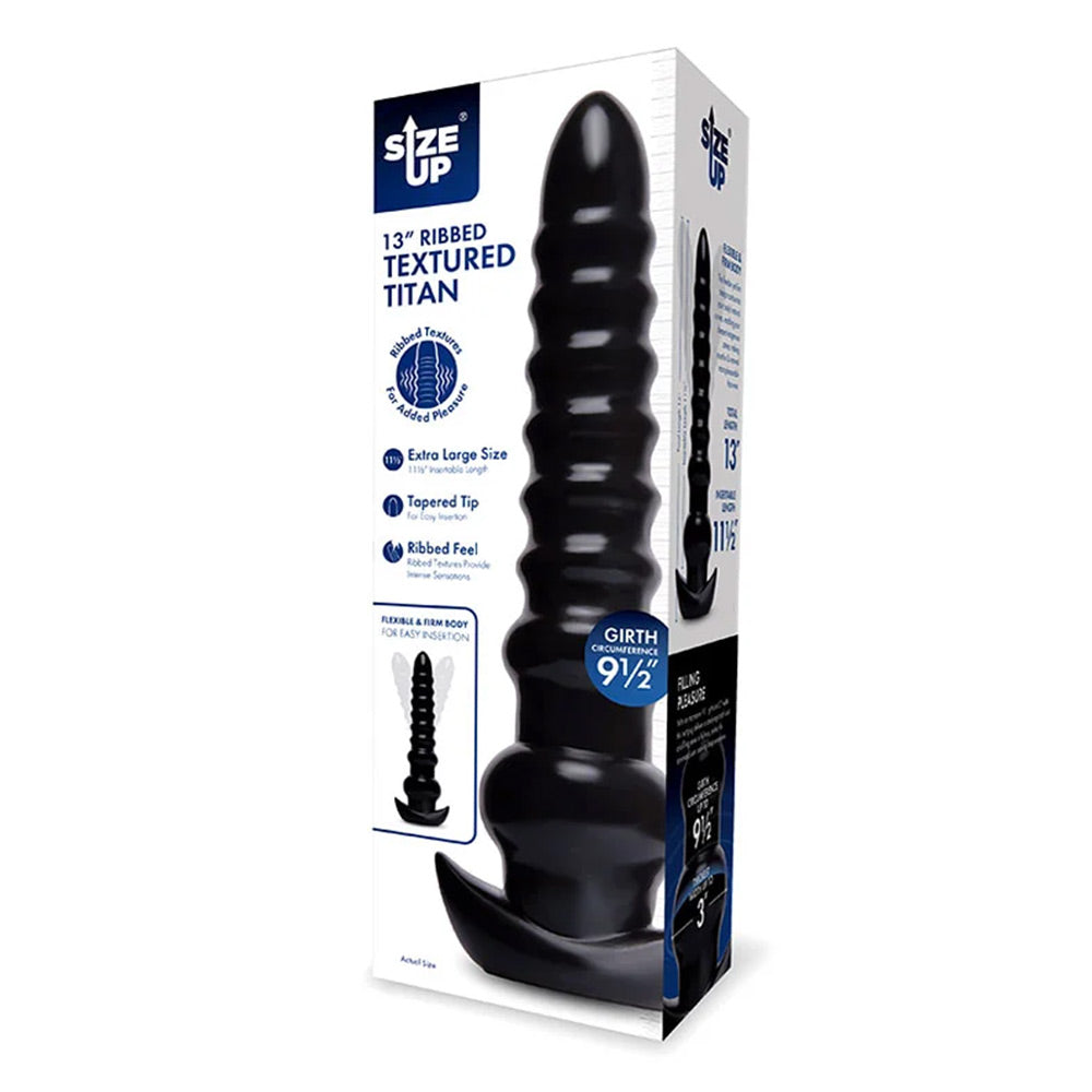 Size Up 13 Inch Ribbed Textured Titan Butt Plug