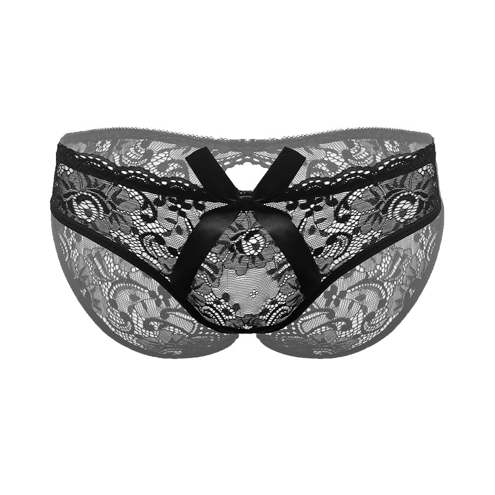 Love In Leather Open Bum Lace Panties