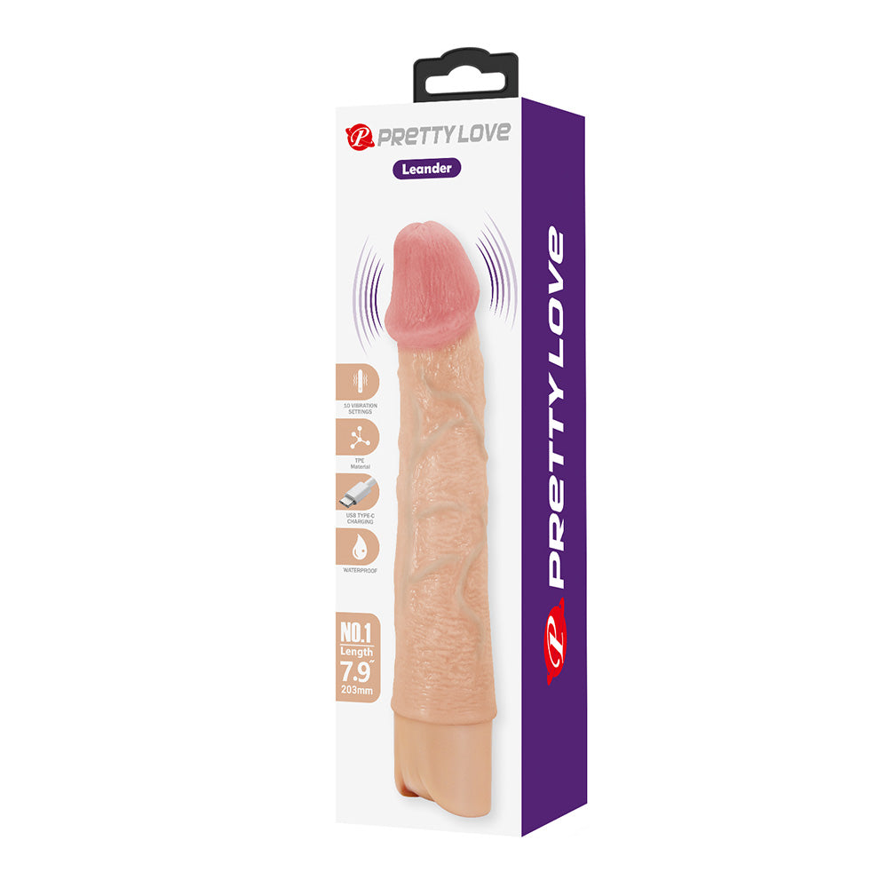 Pretty Love Leander 7.9" Vibrating Dildo