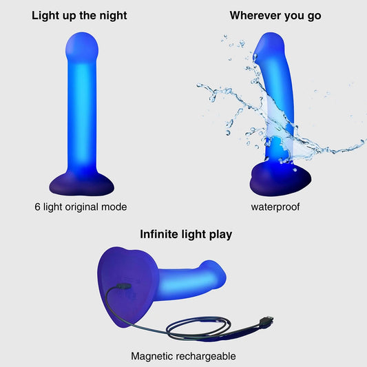 Strap-On-Me Glow-LED Suction Cup Dildo - Medium