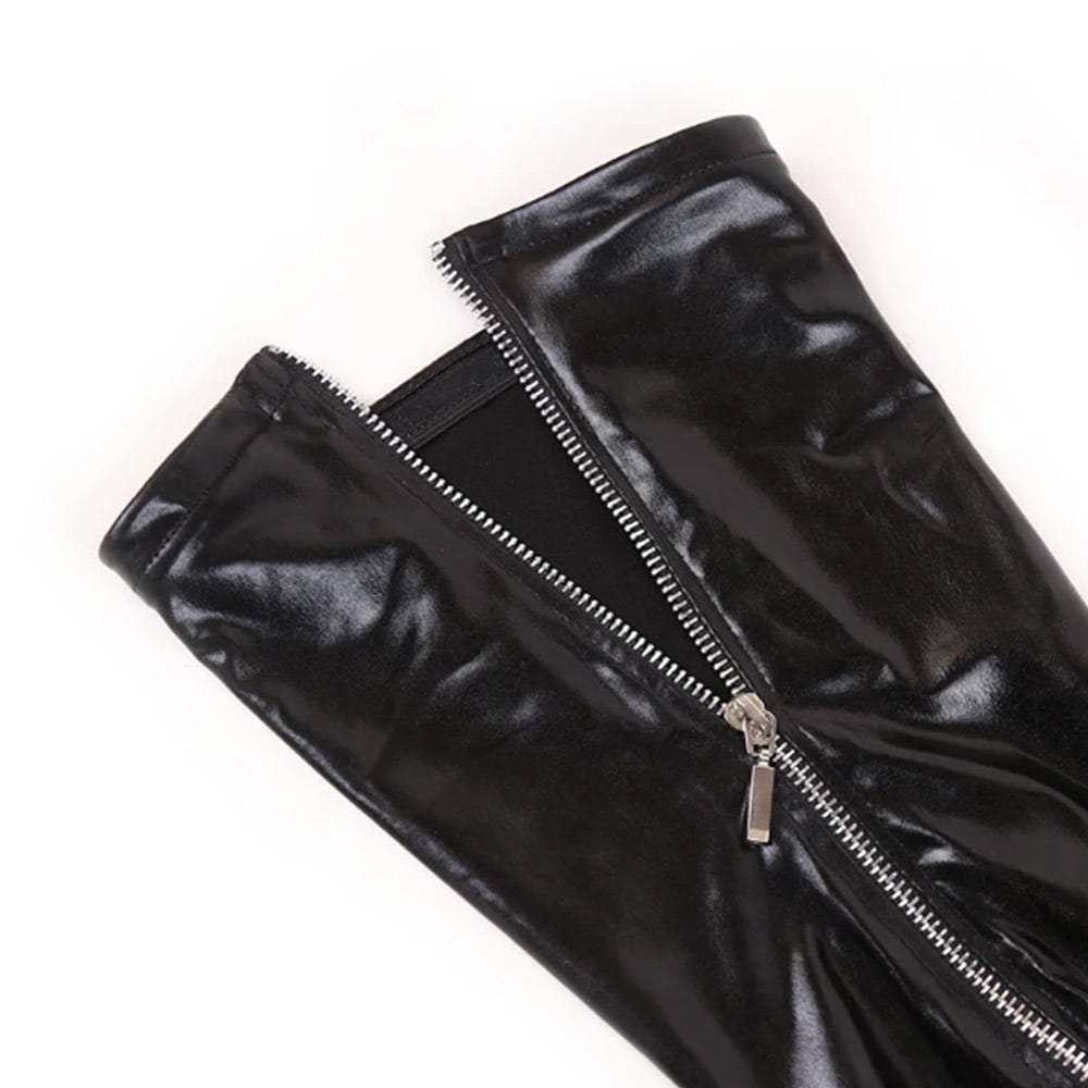 Poison Rose Wetlook Stockings with Zips