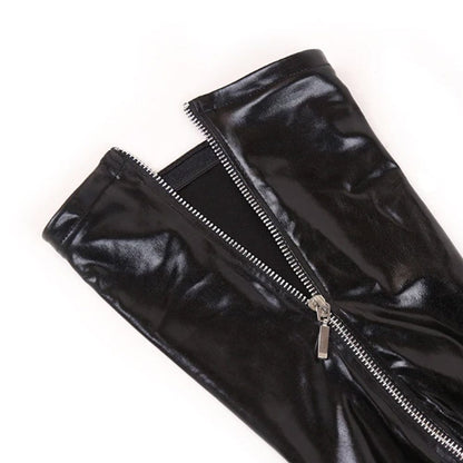 Poison Rose Wetlook Stockings with Zips