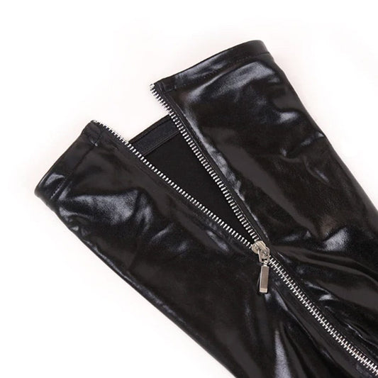 Poison Rose Wetlook Stockings with Zips