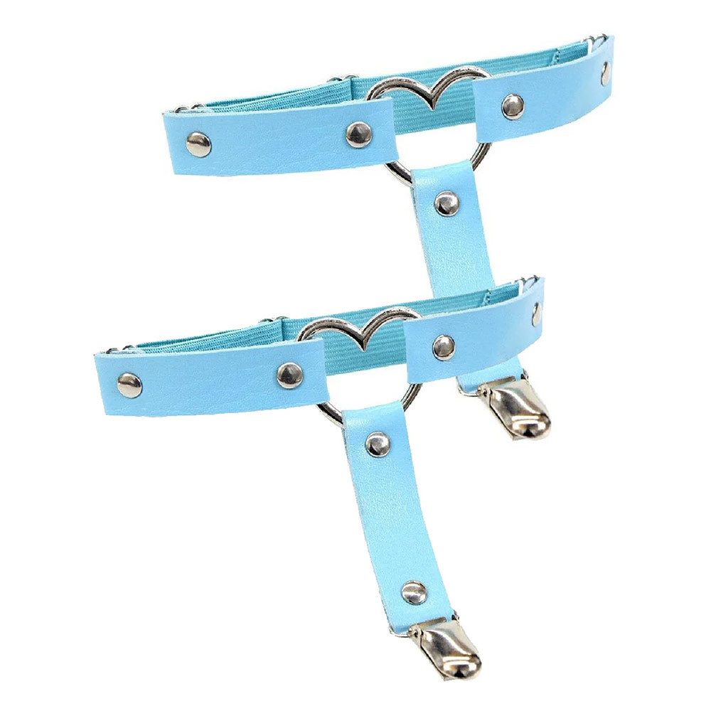 Poison Rose Faux Leather Heart Garter Pair