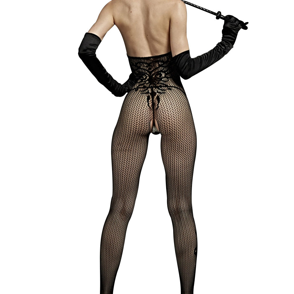 Love in Leather Rimes Halter Neck Crotchless Bodystocking