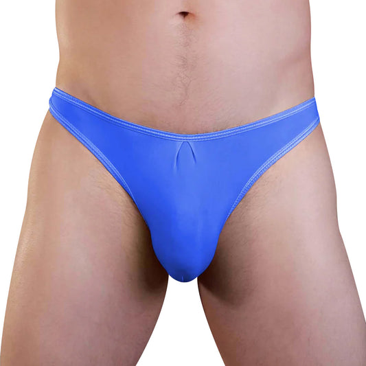 Love in Leather Mens Lycra Thong  - Blue Small/Medium