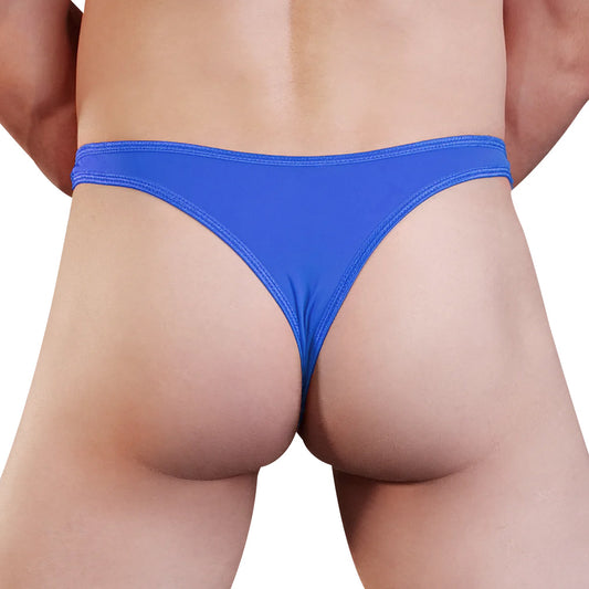 Love in Leather Mens Lycra Thong  - Blue Small/Medium