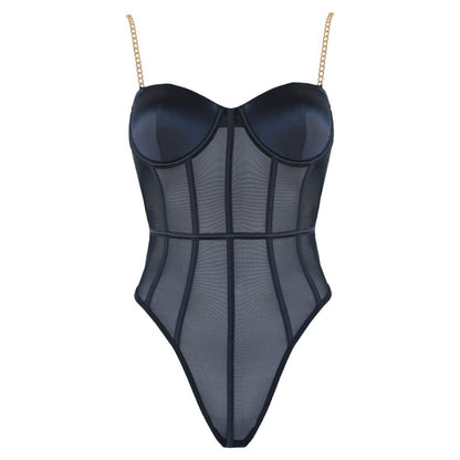 Love in Leather Muse Chain Strap Mesh Teddy