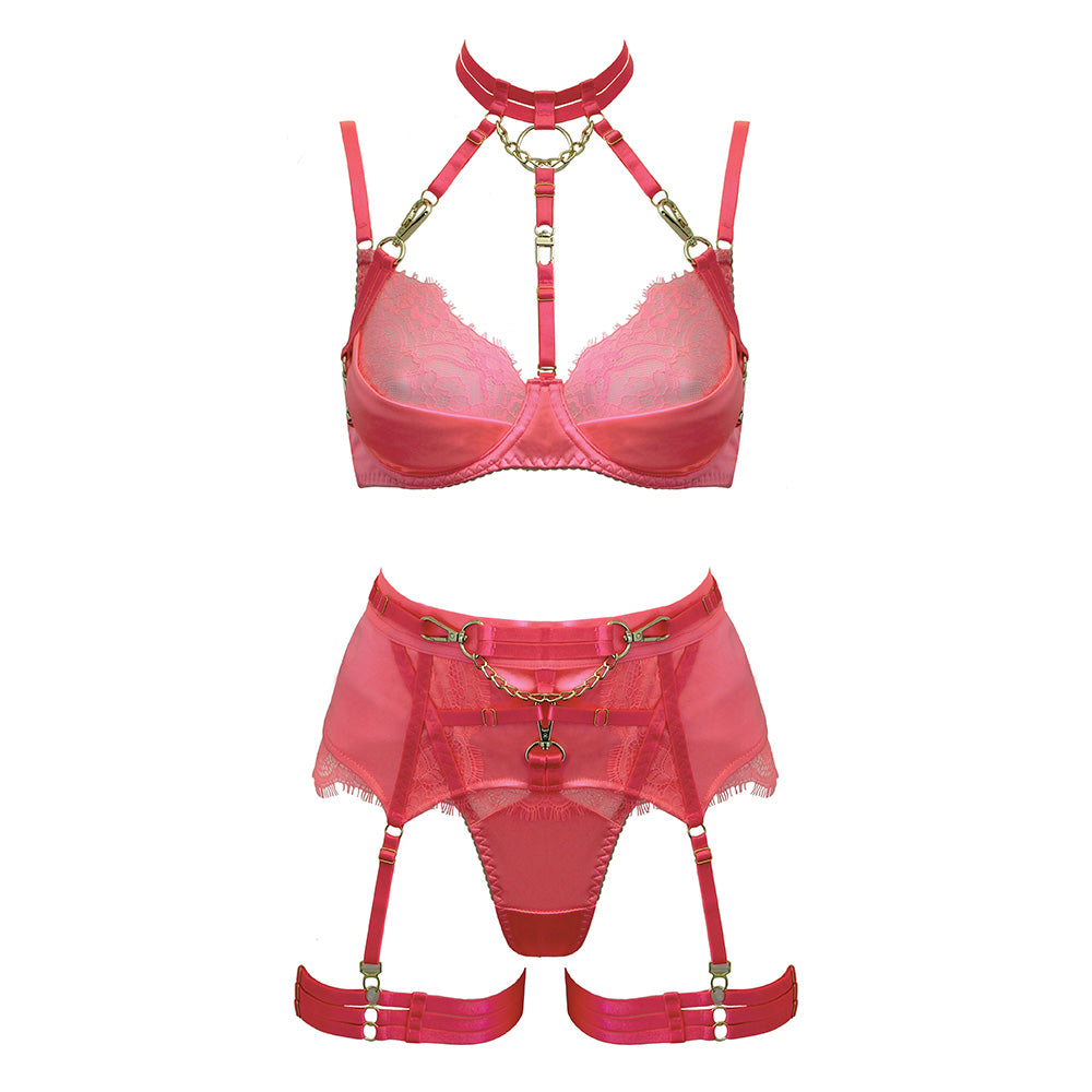 Love in Leather Muse Satin & Lace 5 Piece Set