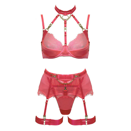 Love in Leather Muse Satin & Lace 5 Piece Set