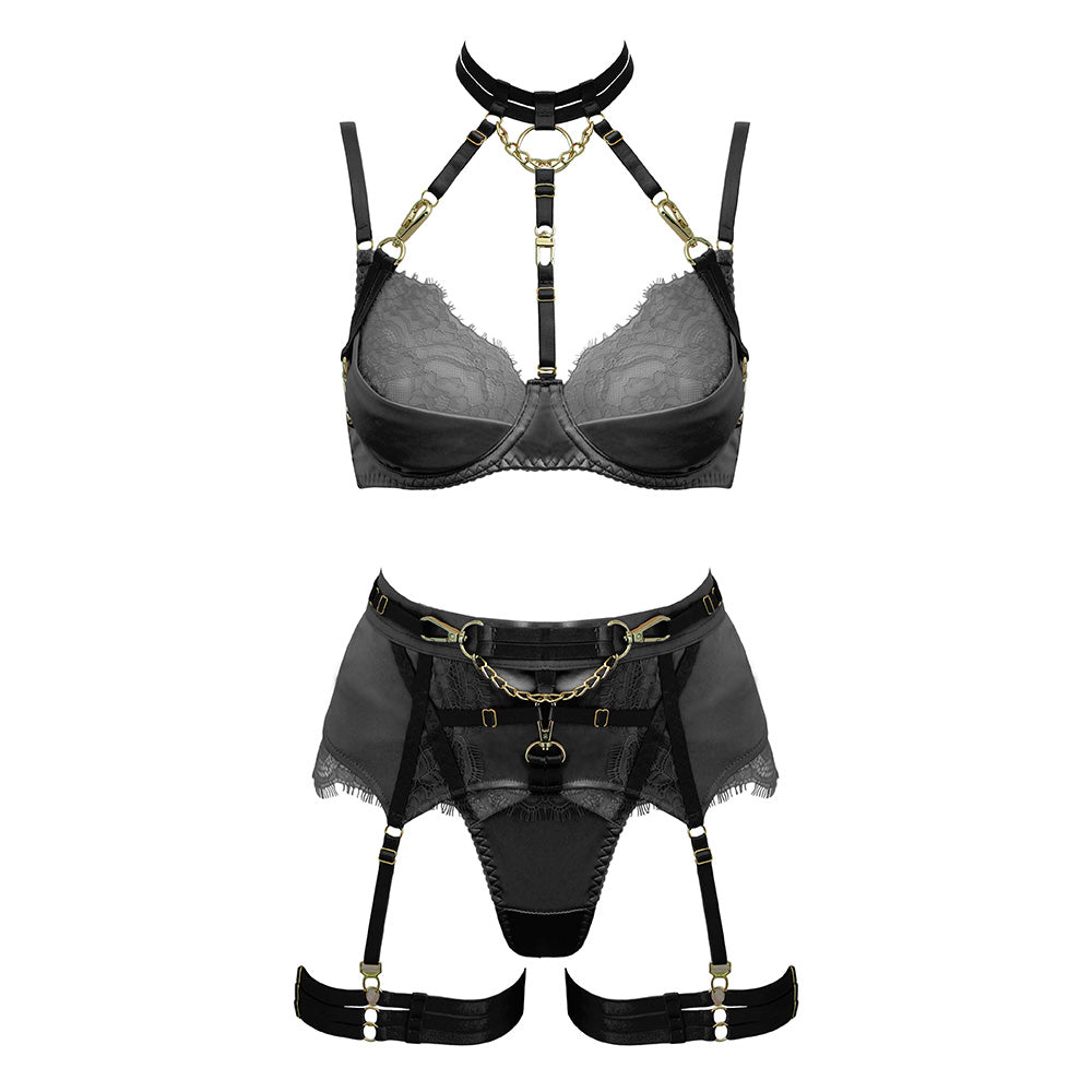 Love in Leather Muse Satin & Lace 5 Piece Set