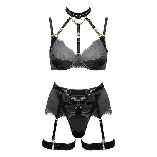 Love in Leather Muse Satin & Lace 5 Piece Set