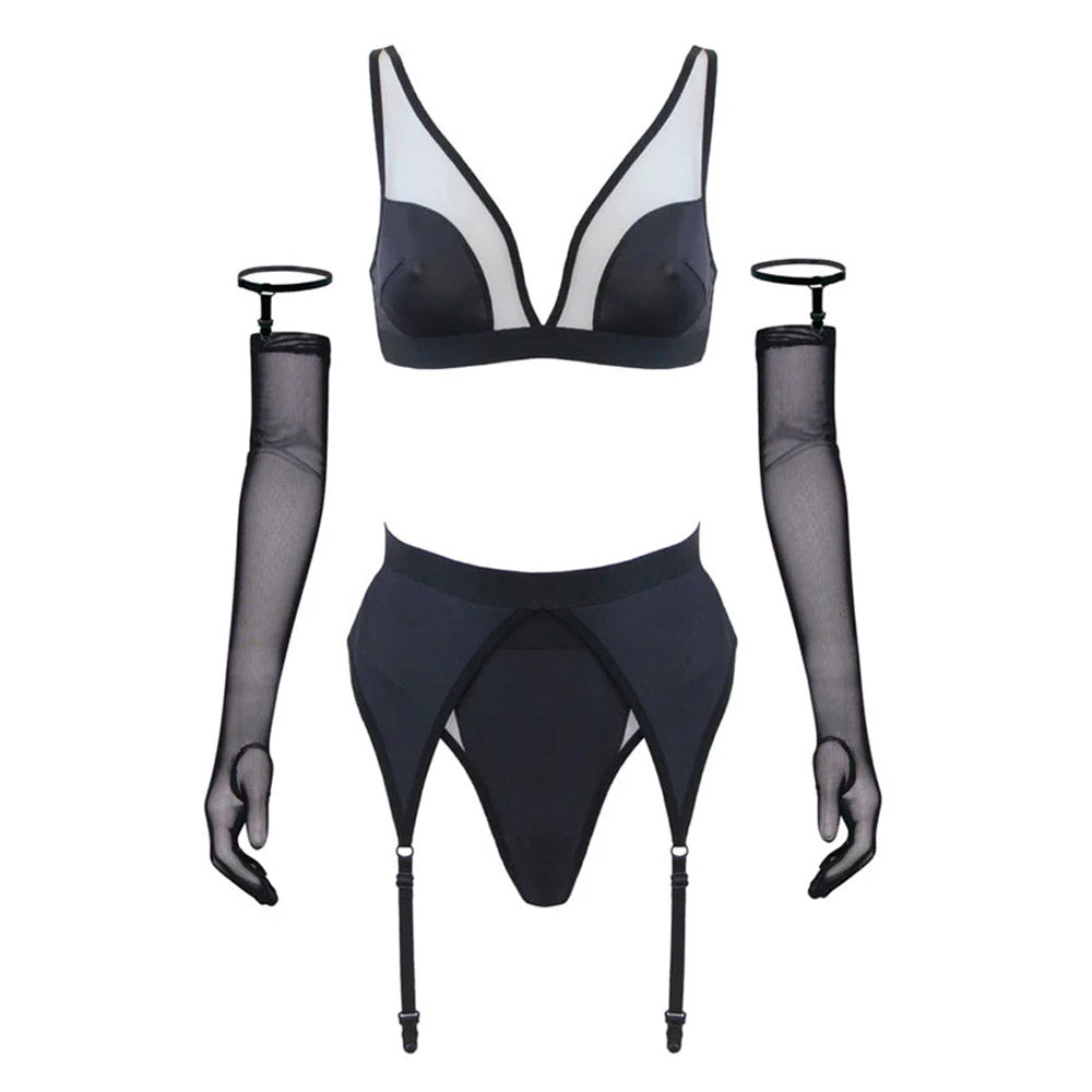 Love in Leather Muse 7 Piece Bra Set with Long Sleeve Gloves