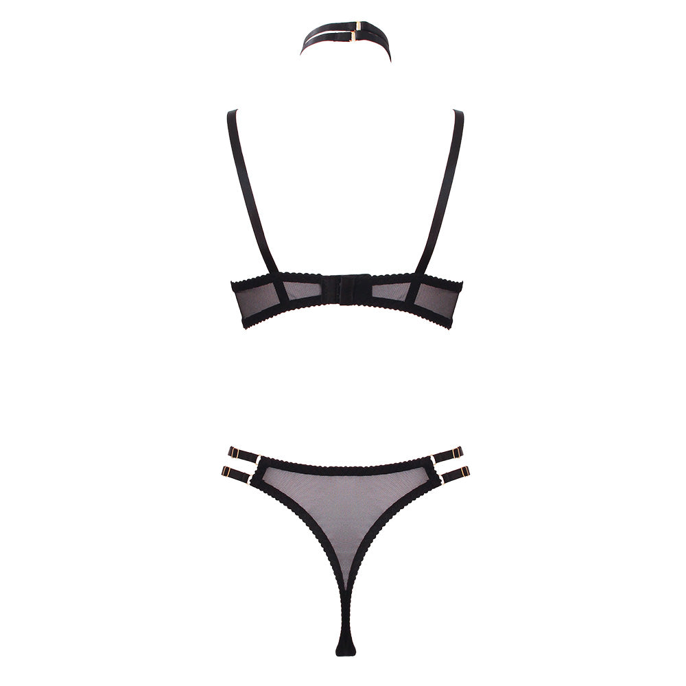 Love in Leather Muse Peek-a-boo 3 Piece Bra Set