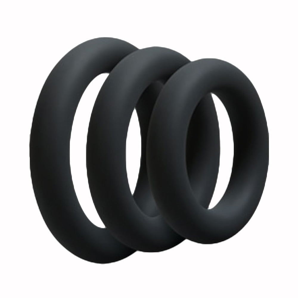 Love in Leather Silicone Fat Boy Cock Ring 3 Pack