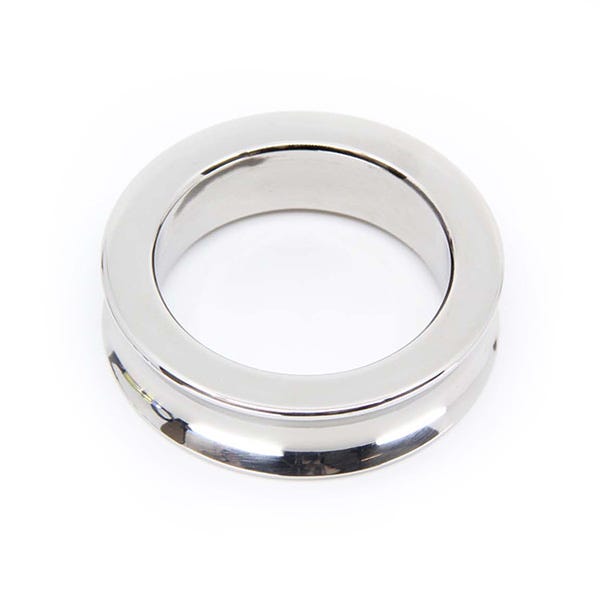Love In Leather 55mm Stainless Steel Concave Cock Ring