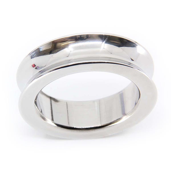 Love In Leather 55mm Stainless Steel Concave Cock Ring