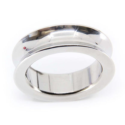 Love In Leather 55mm Stainless Steel Concave Cock Ring