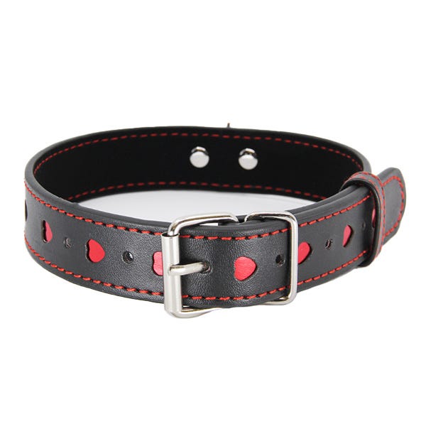 Love In Leather Faux-Leather Heart Collar