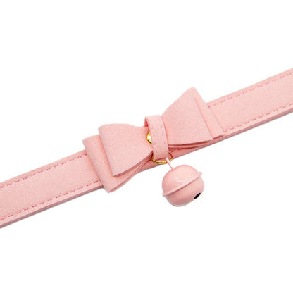 Love In Leather Bow Collar with Cat Bell