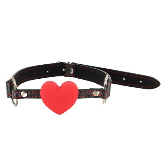 Love In Leather Silicone Heart Gag