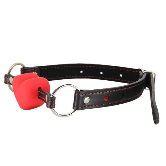 Love In Leather Silicone Heart Gag