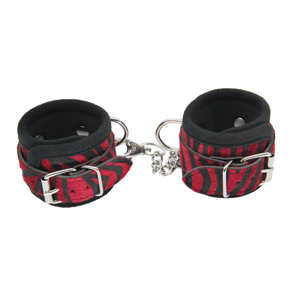 Love in Leather Furry Animal Print Wrist Restraints