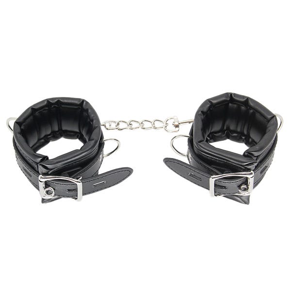 Love In Leather Faux Leather Padded Cuffs with Lock