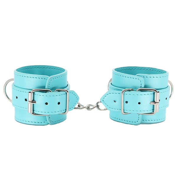 Love In Leather Turquoise Blue Faux Leather Wrist Cuffs