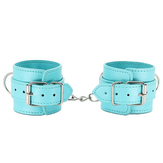 Love In Leather Turquoise Blue Faux Leather Wrist Cuffs