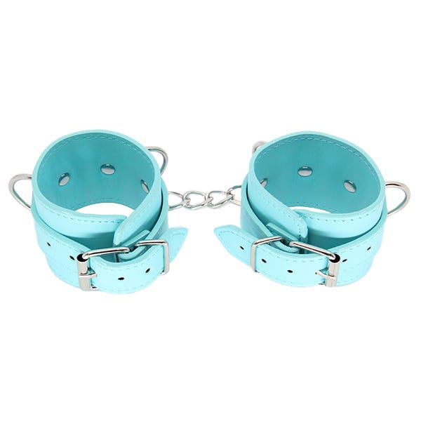 Love In Leather Turquoise Blue Faux Leather Wrist Cuffs