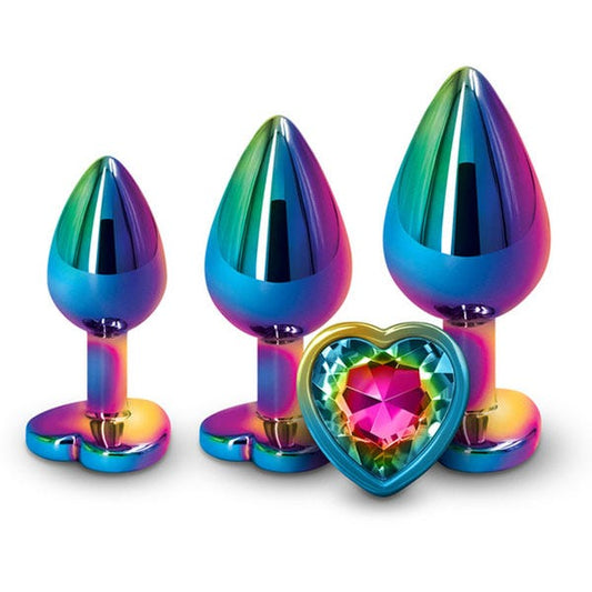 NS Novelties Rear Assets 3-Piece Heart Butt Plug Trainer Kit - Rainbow