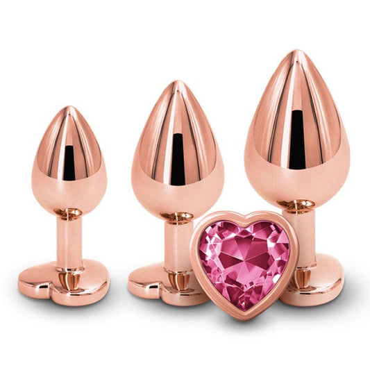 NS Novelties Rear Assets 3-Piece Heart Butt Plug Trainer Kit - Rose Gold