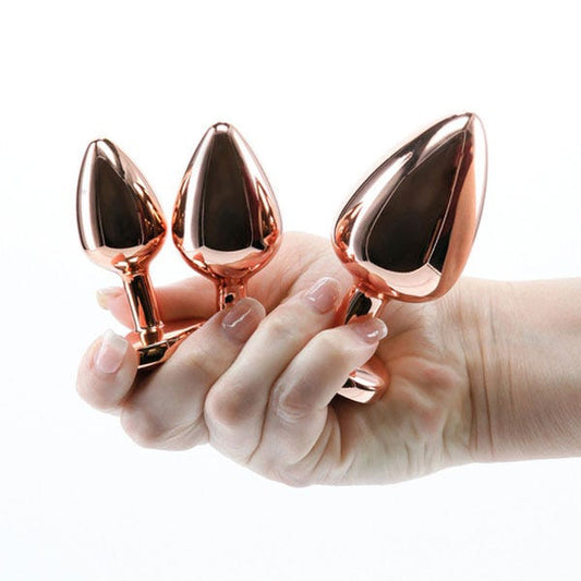 NS Novelties Rear Assets 3-Piece Heart Butt Plug Trainer Kit - Rose Gold