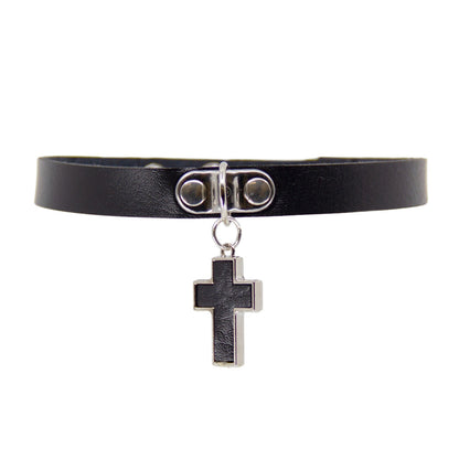 Love in Leather Choker with Cross