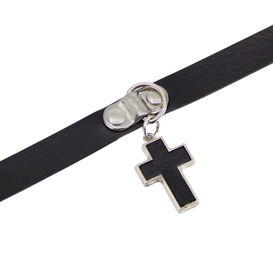 Love in Leather Choker with Cross
