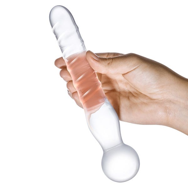 Glas 8-inch Joystick Clear Glass Dildo