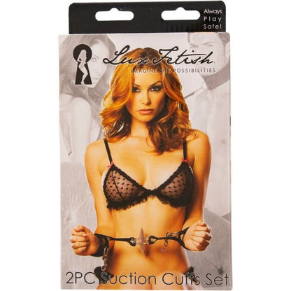 Lux Fetish Sexy Suction Shower Cuffs Restraint with Satin Blindfold