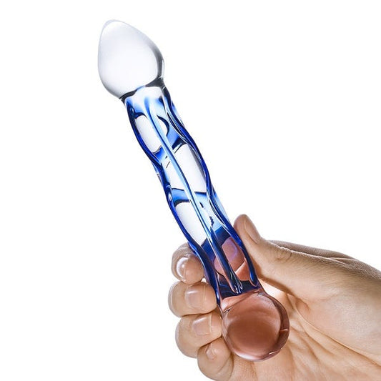 Glas 6.5-inch Full Tip Textured Glass Dildo
