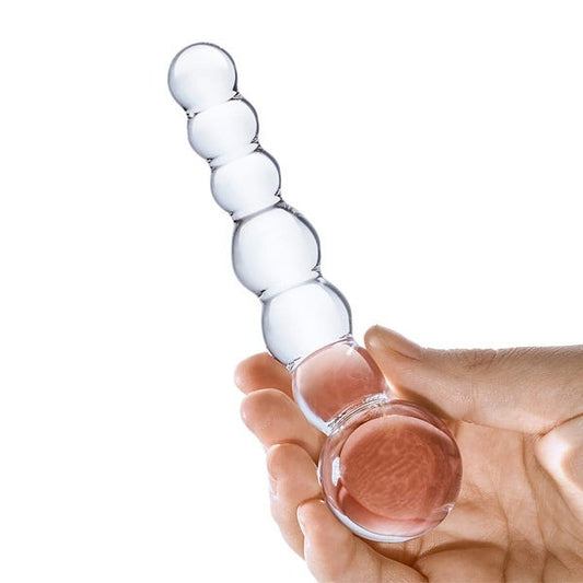 Glas 5-inch Curved Beaded Glass Dildo