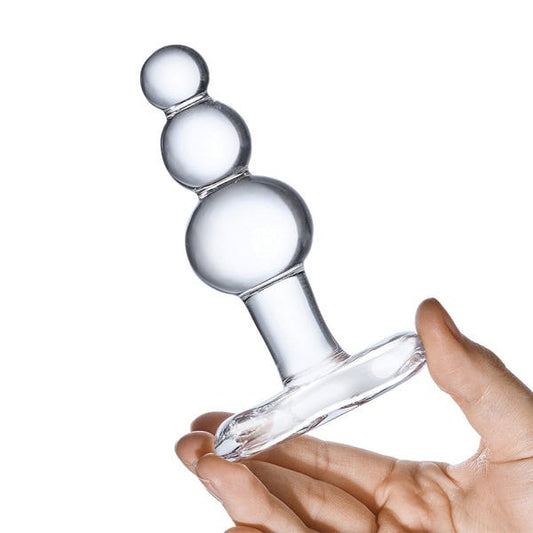 Glas 4-inch Beaded Glass Butt Plug