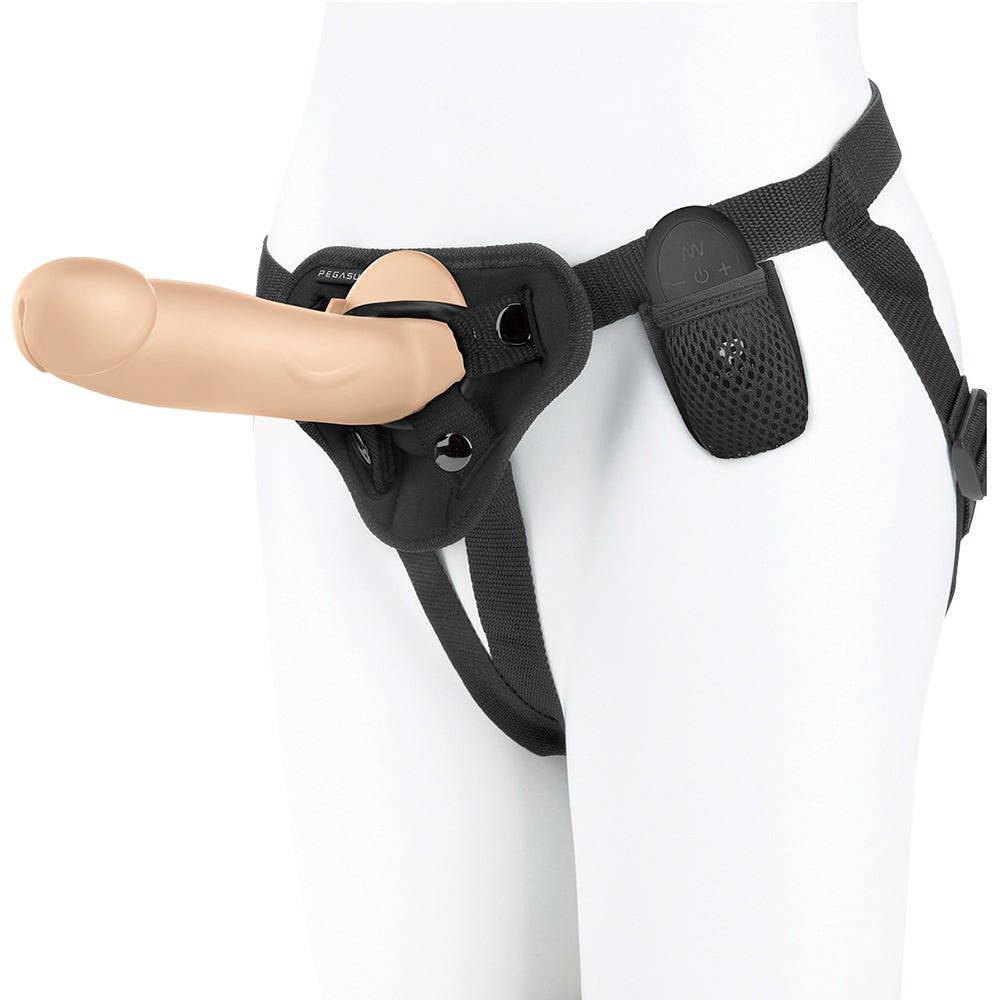 Pegasus 8-Inch Realistic Dildo Rechareable Remote Controlled Dildo & Adjustable Harness Set