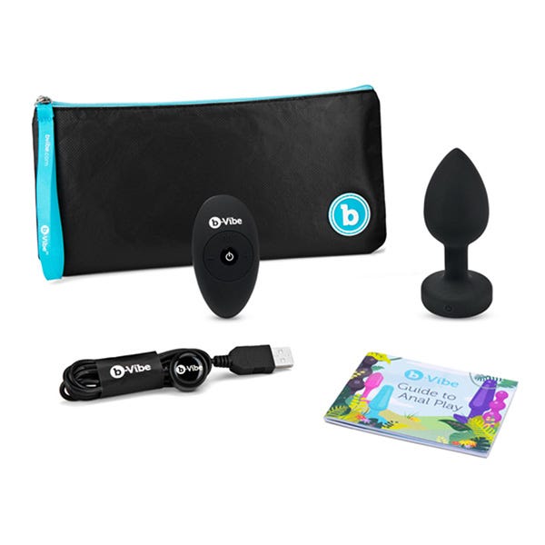 b-Vibe Vibrating Jewels Remote Control Butt Plug M/L Black
