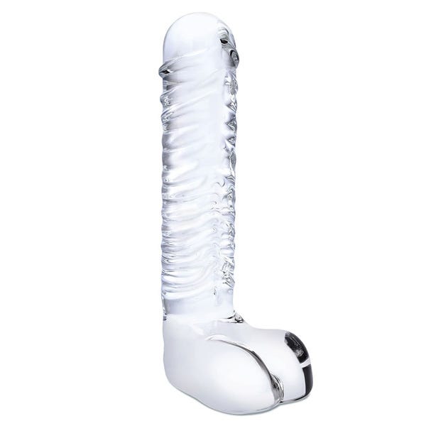 Glas 8-inch Ribbed G Spot Dildo With Balls